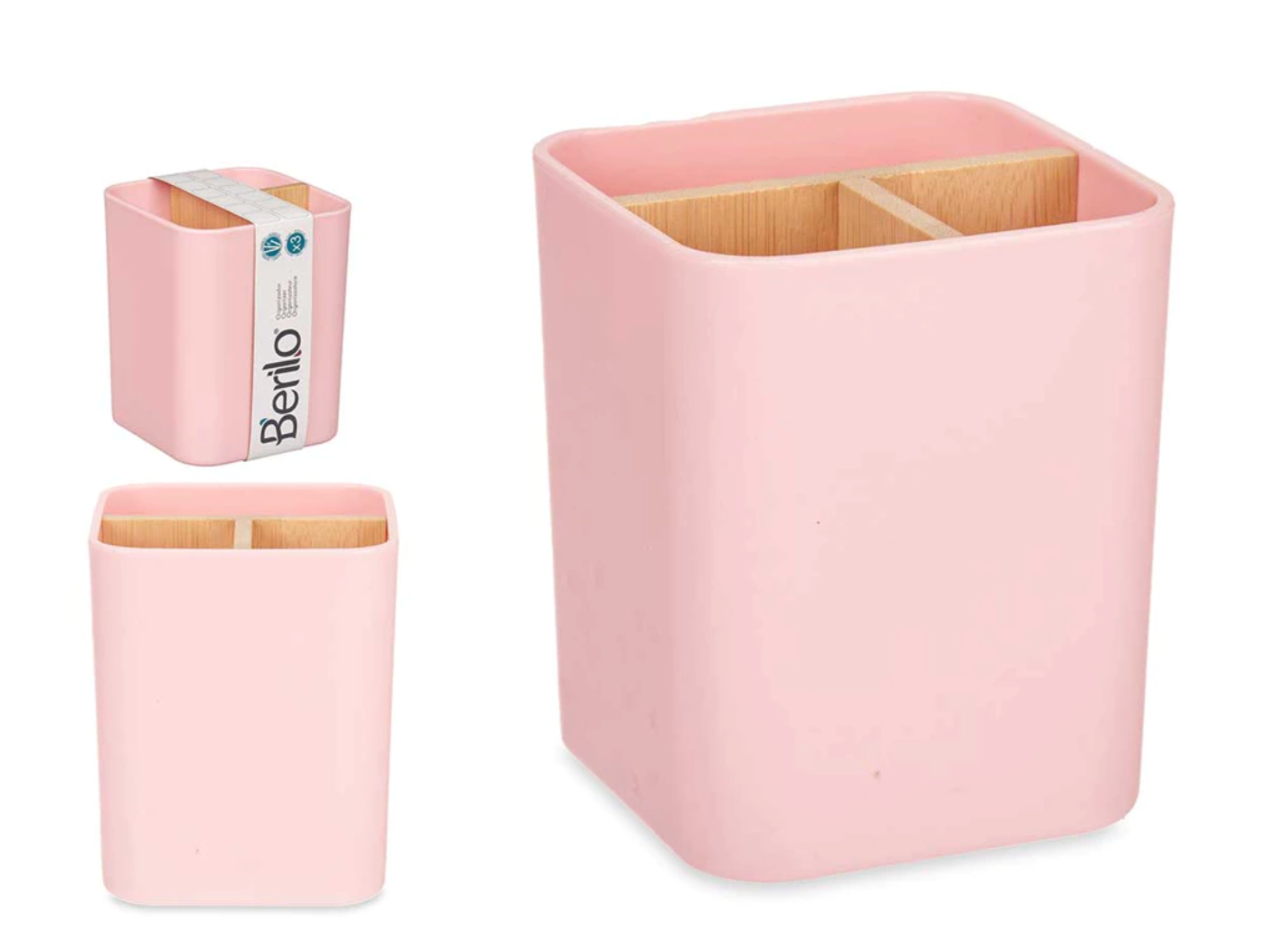 Organizer vierkant 3 vakken (Roze)