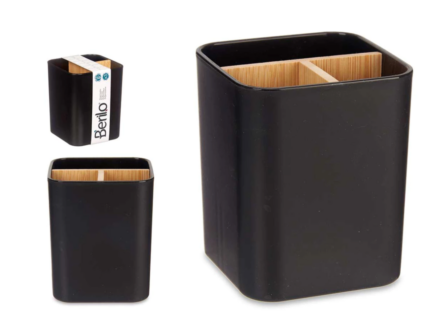 Organizer vierkant 3 vakken 9x11cm (Zwart)