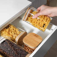 Voorraadpot algemeen (Glas/Bamboe) 10x16cm