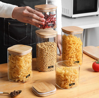 Voorraadpot algemeen (Glas/bamboe) 10x21cm