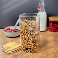 Voorraadpot algemeen (Glas/bamboe) 10x21cm